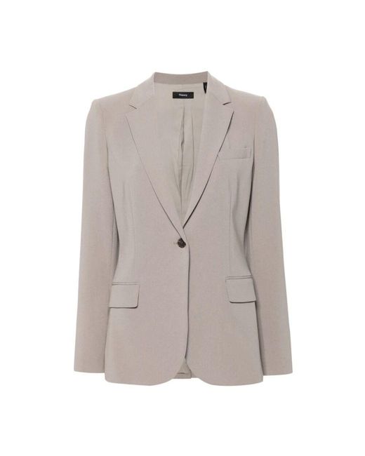 Theory Gray Graue jacke mit crepe-textur details