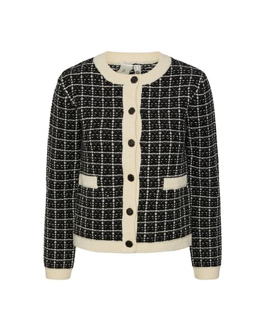 Y.A.S Truien & Vesten ,Zwart ,Nylon Metallic Knit Cardigan in het Black