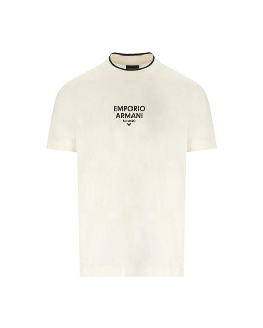 Emporio Armani Vanilla baumwoll logo t-shirt in White für Herren
