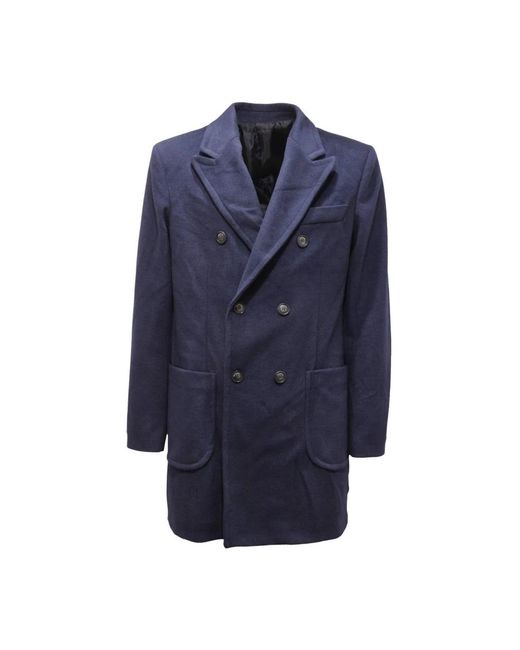 Imperial Blue Double-Breasted Coats for men
