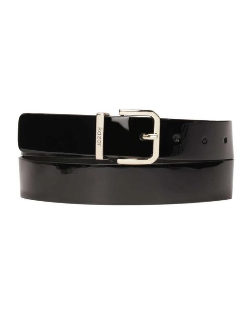 Kazar Accessoires ,Zwart ,Glad Gelakt Riem Met Vierkante Gesp in het Black
