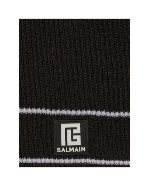 Sciarpa con patch in lana di Balmain in Black da Uomo