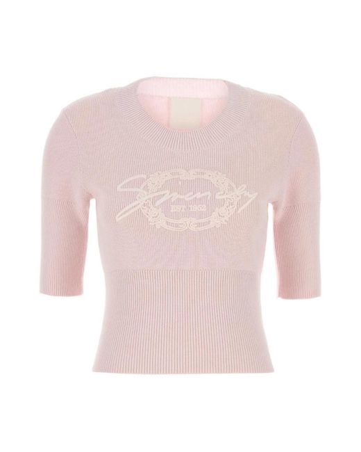 Givenchy Truien & Vesten ,Roze ,Katoen Poederroze Top Met Ronde Hals in het Pink