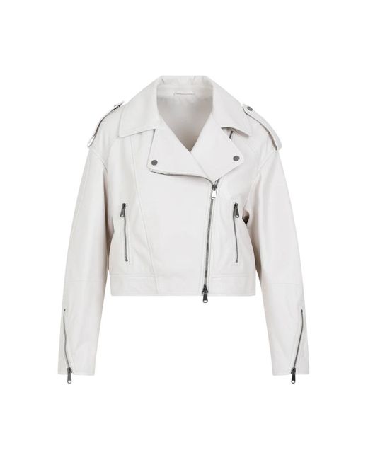 Brunello Cucinelli White Leather Jackets