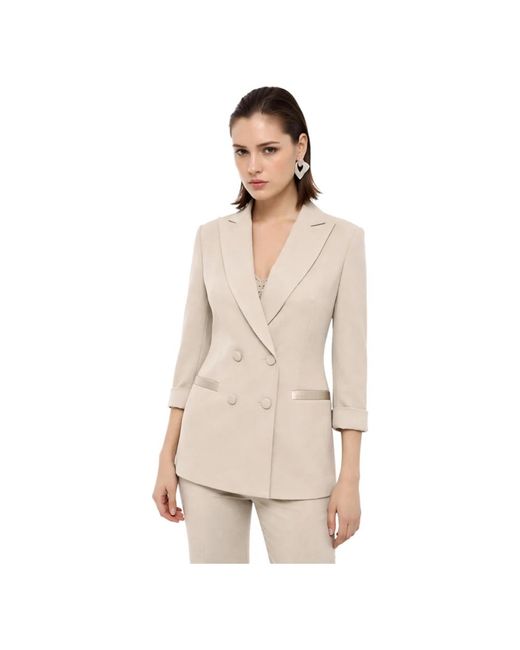 Imperial Double-Breasted Blazer in het Natural