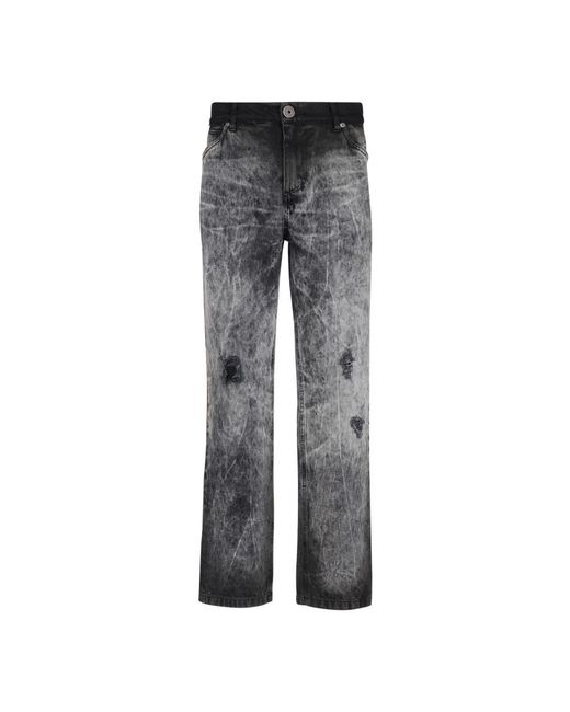 Balmain Gray Straight Jeans for men