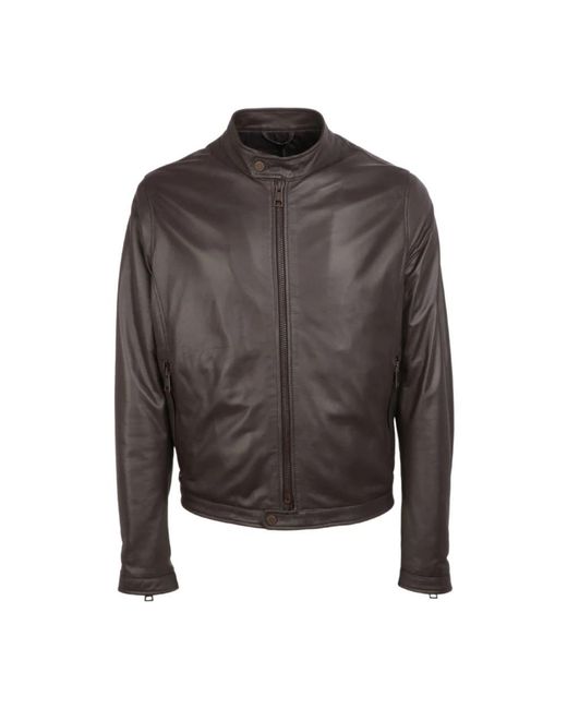 Tagliatore Gray Leather Jackets for men