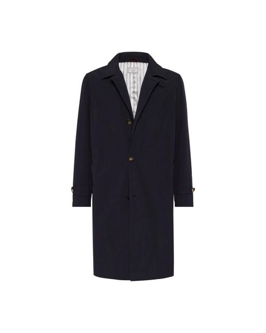 Brunello Cucinelli Blue Single-Breasted Coats for men