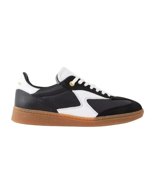 Sneakers in pelle nera punta rotonda logo bianco di Filling Pieces in Blue