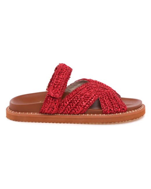 De Siena Zoey Raffia Slide in het Red