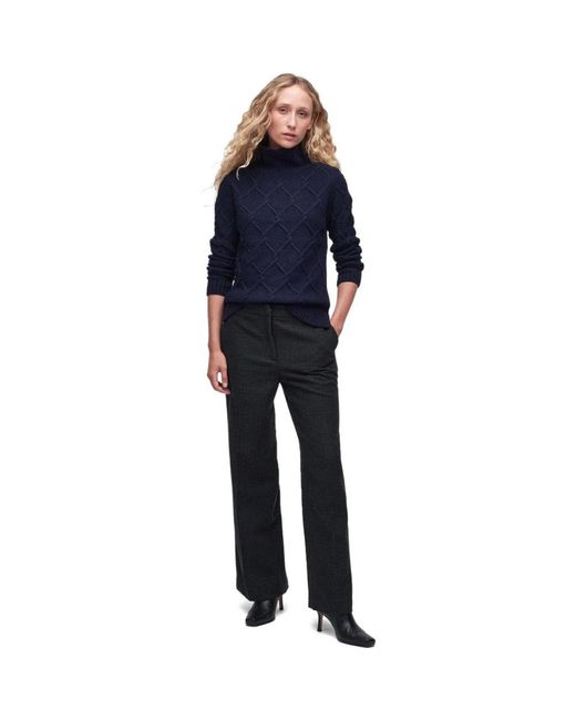 Barbour Truien & Vesten ,Blauw ,Katoen Blauwe Rol Coltrui Met Geweven Patroon in het Blue