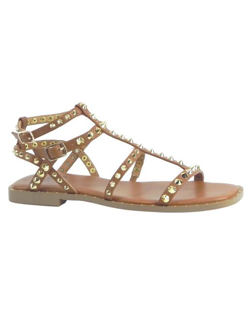 Bibi Lou Brown Flat Sandals