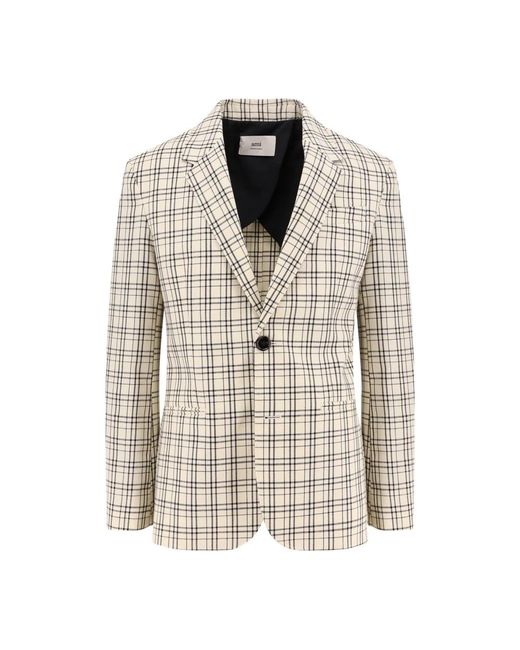 AMI Jassen ,Veelkleurig ,Wol Klassieke Wollen Blazer Wit in het Multicolor voor heren