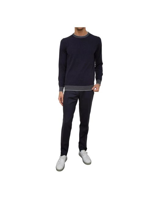 Peserico Blue Round-Neck Knitwear for men