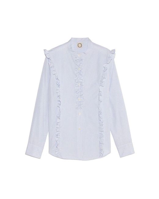 Ines De La Fressange Paris Blue Prairy blaues baumwollhemd