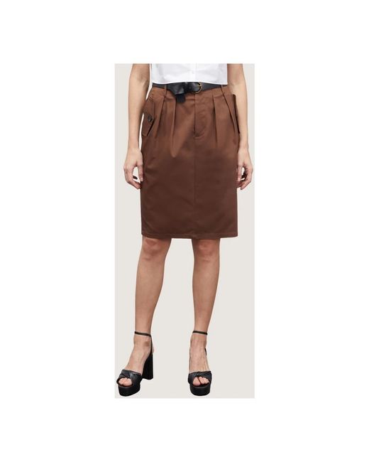 Gonna plissettata con cintura di mötivi in Brown