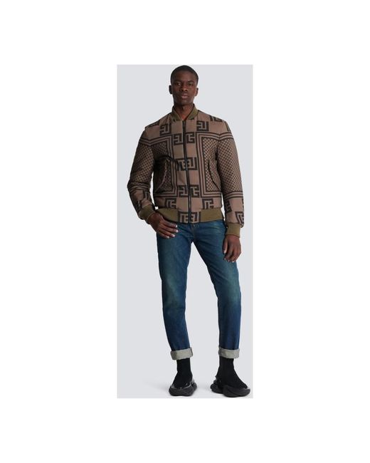 Balmain Wendbare bomberjacke mit mini-monogramm in Brown für Herren