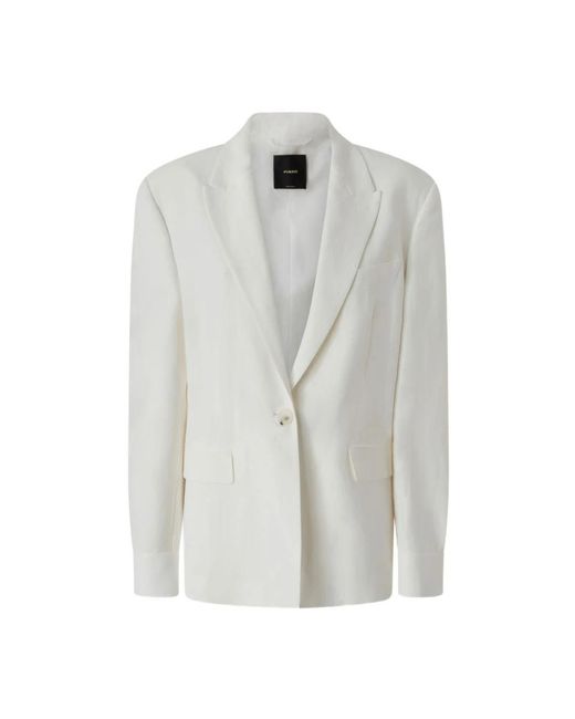 Pinko Jassen ,Wit ,Linnen Witte Blazer Met Uitgesneden Details in het Gray