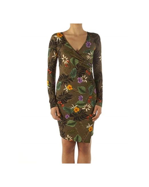Liu Jo Kleedjes ,Groen ,Floral Cross-Neck Jurk in het Green