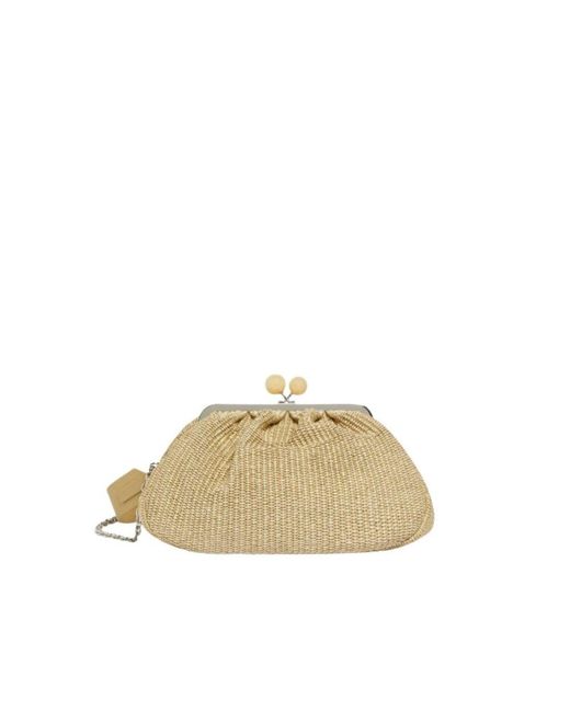 Weekend by Maxmara Natural Goldene Raffia-Effekt Schultertasche