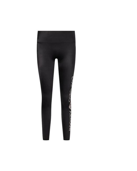 Emporio Armani Black Schwarze leggings mit maxi logo schriftzug