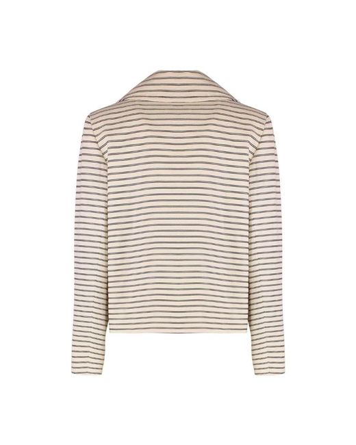 Max Mara Gestreepte Double-Breasted Blazer in het Natural