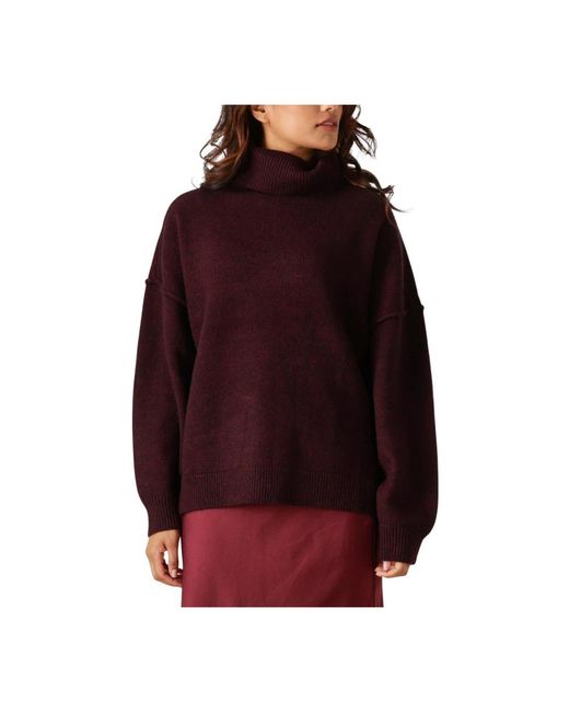 co'couture Truien & Vesten ,Bruin ,Wol Maja Slit Rollneck Knit in het Red