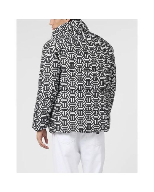 Philipp Plein Nylon Puffer Jacket Monogram in het Black voor heren