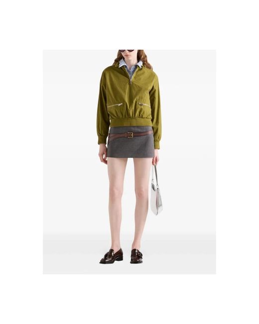 Prada Rokken ,Grijs ,Wol Mini Rok Met Riem in het Gray