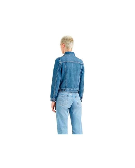 Levi's Blue Locker Geschnittene Denim-Truckerjacke Mit Langen Ärmeln