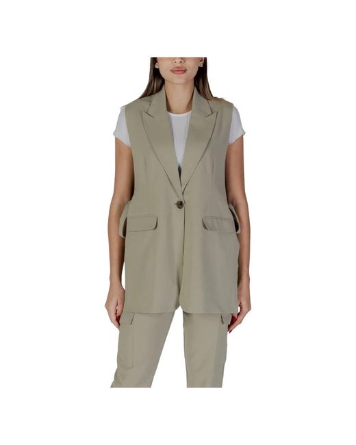 B.Young Jassen ,Groen ,Polyester Mouwloze Button-Up Gilet in het Green