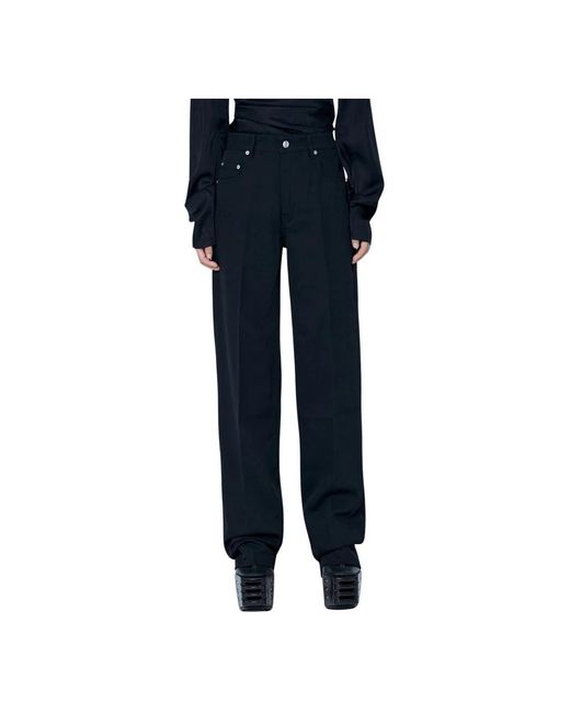Rick Owens Blue Straight Trousers