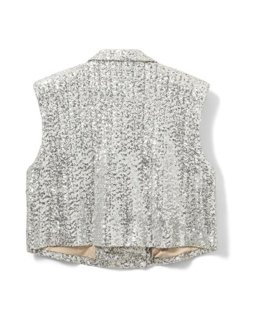 Sofie Schnoor Jassen ,Grijs ,Polyester Paillet V-Hals Vest Zilver in het Gray
