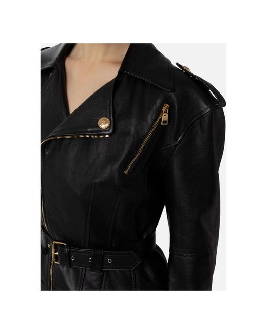 Elisabetta Franchi Black Bikerjacke mit gürtel