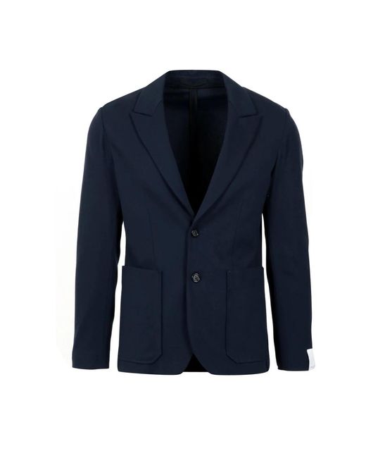 Paolo Pecora Jassen ,Blauw ,Blauwe Jersey Jas Met Enkele Rij Sluiting in het Blue voor heren