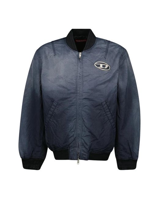 DIESEL Blue Bomber Jackets for men
