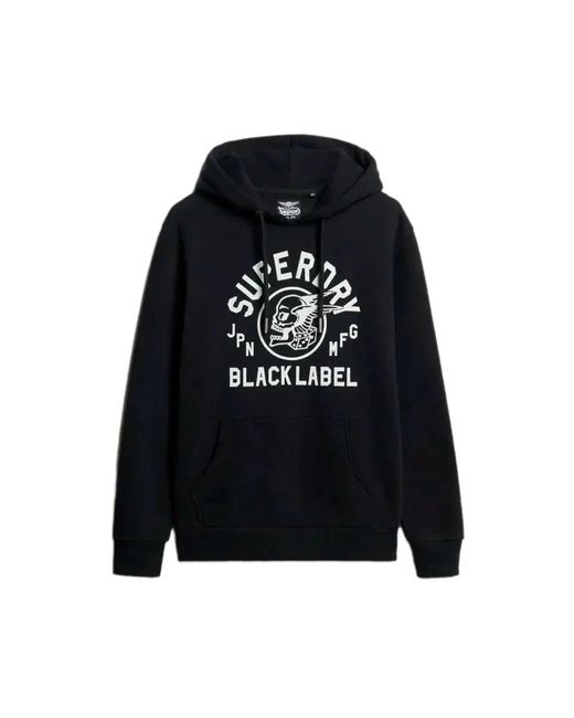 Superdry Hoodies & Sweatvesten ,Zwart Label Hoodie in het Black voor heren