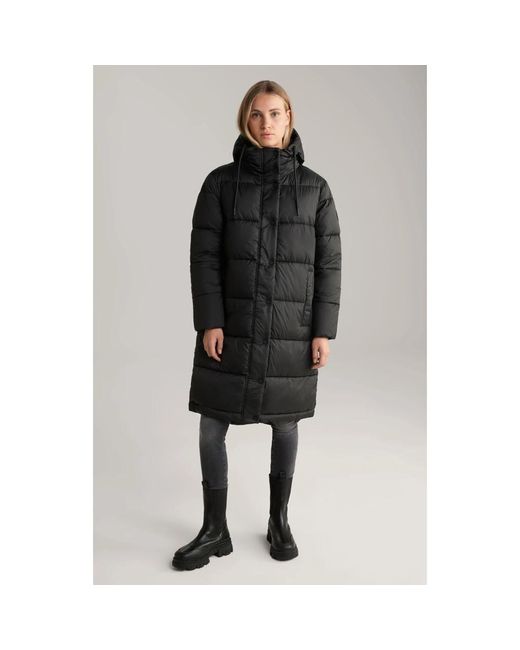 Joop! Zwarte Lange Damesjas Met Afneembare Capuchon in het Black