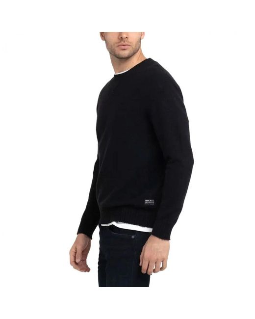 Replay Black Round-Neck Knitwear for men