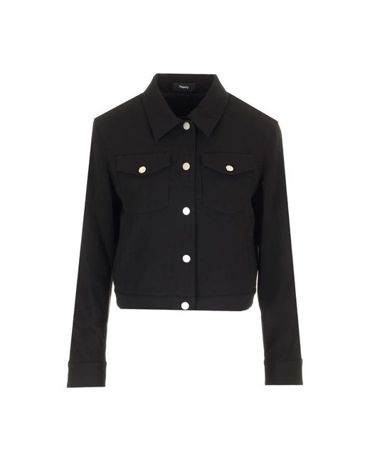 Theory Compact Jersey Jas in het Black