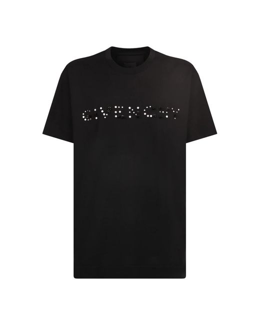 Givenchy Tops ,Zwart ,Katoen Zwarte Crew Neck T-Shirt Met Stud Detailing in het Black voor heren