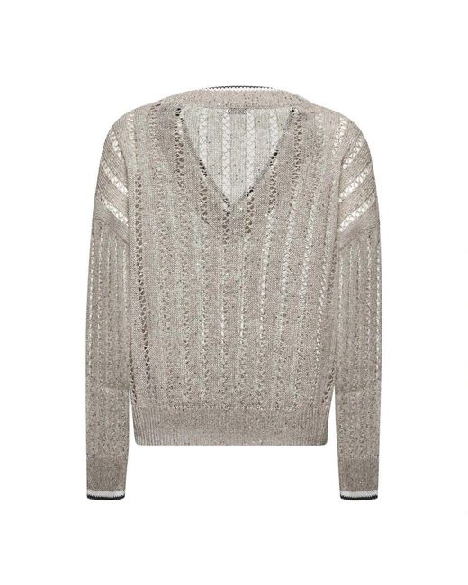 V-Neck Knitwear di Brunello Cucinelli in Gray