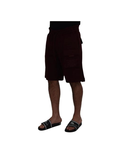 Dolce & Gabbana Stunning logo shorts, maroon, made in italy in Black für Herren