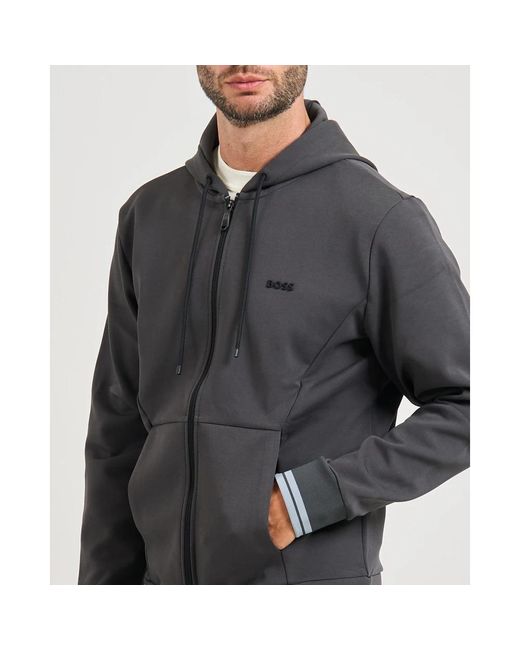 HUGO Grüner Hoodie Pullover Mit Streifen in Black für Herren