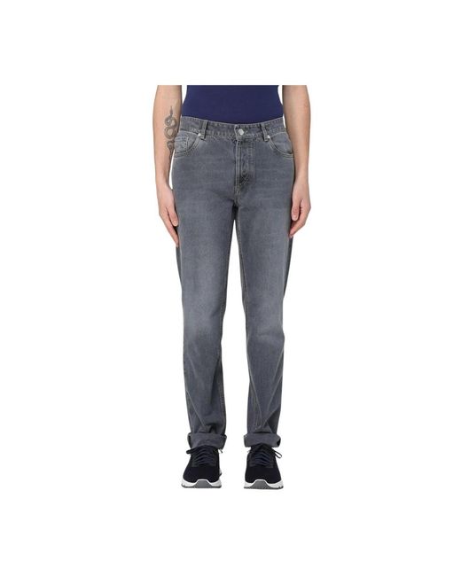 Brunello Cucinelli Luxe Slim-Fit Grijze Denim Jeans in het Blue voor heren