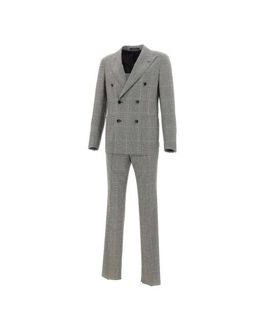 Tagliatore Gray Double Breasted Suits for men