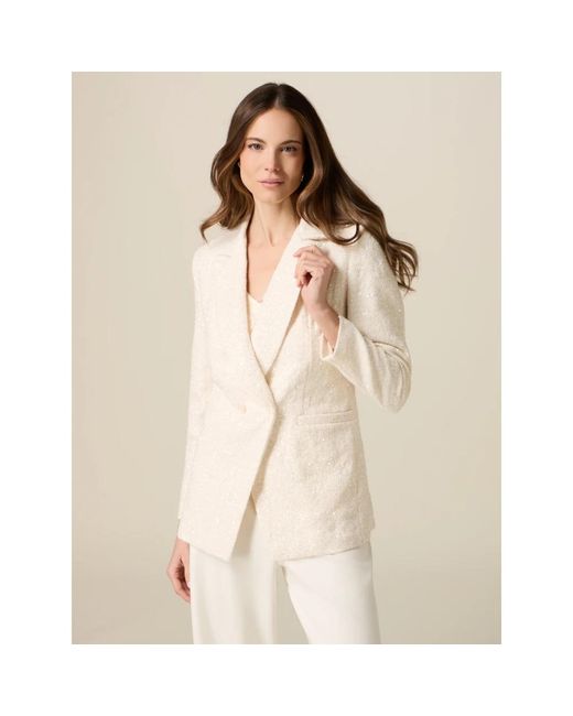Oltre Jassen ,Wit ,Leer Sequin Blazer Jacket in het White