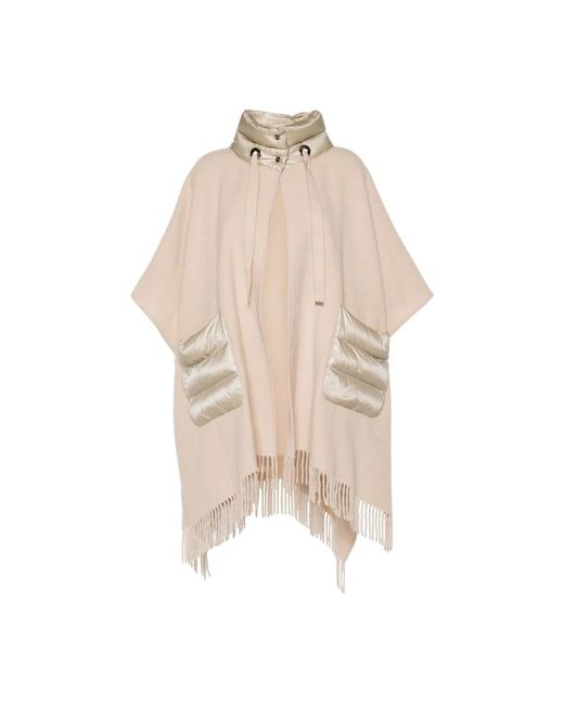 Herno Jassen ,Wol Wol Kasjmier Poncho Met Quilten in het Natural