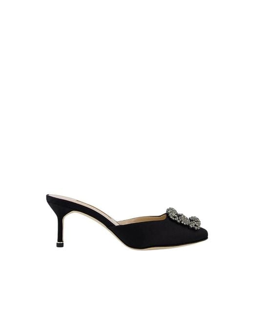 Manolo Blahnik Black Heeled Mules