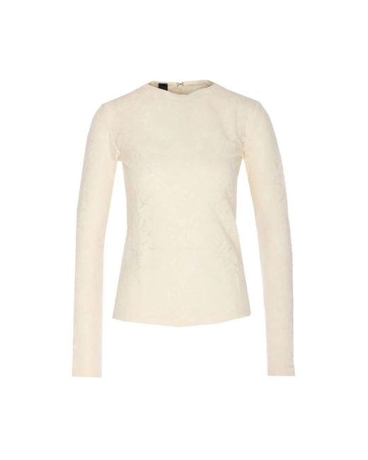 Round-Neck Knitwear Pinko de color White